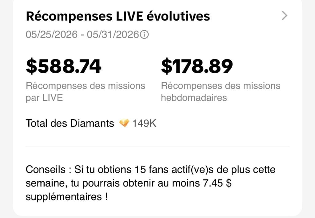 Weekly TikTok rewards $588